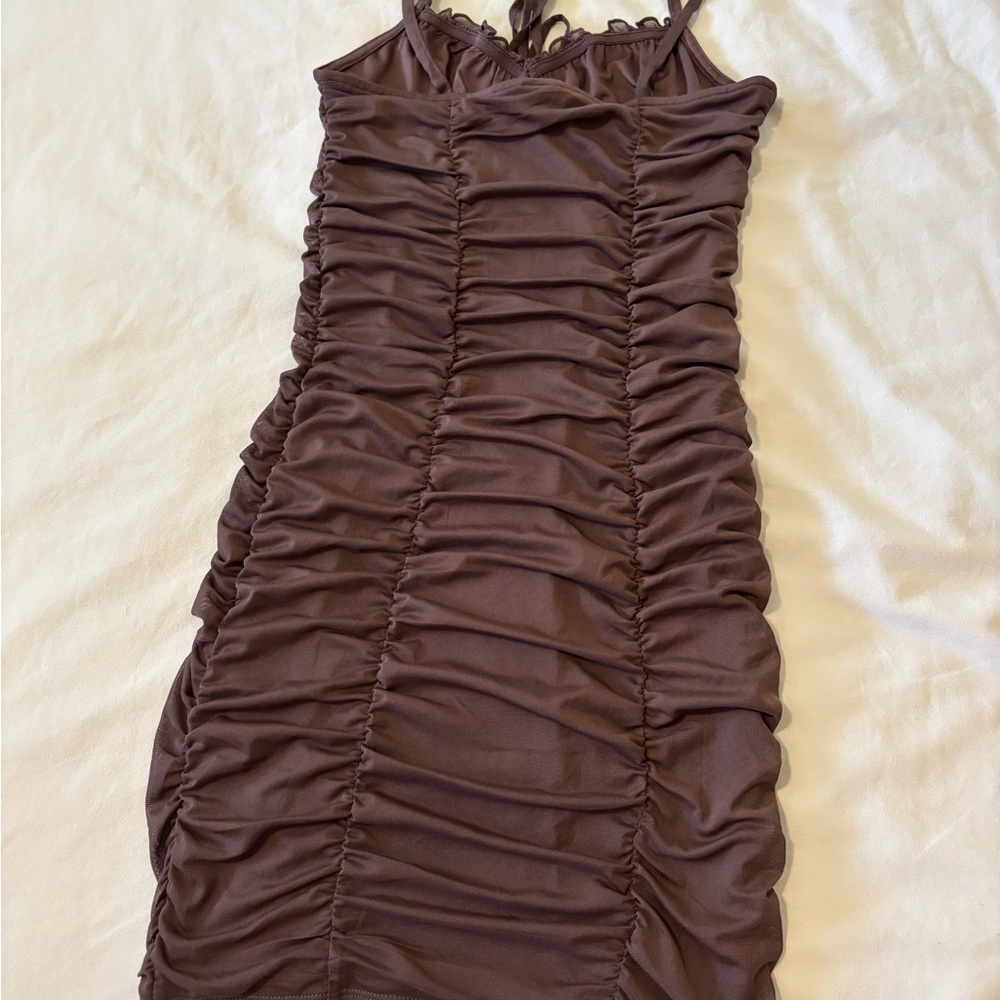 H&M Ruched Brown Dress - Picture 3 of 4